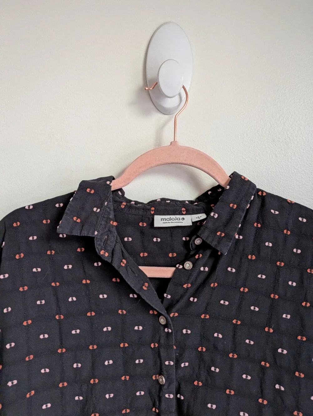 MALOJA Black Dots Cotton Casual Oversized Contemporary Button Front Shirt Large - Picture 5 of 12